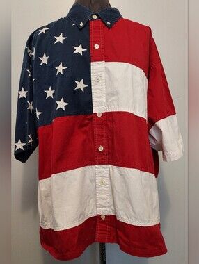 RedHead Red White & Blue Patriotic Star-Stripe Button-Down Shirt